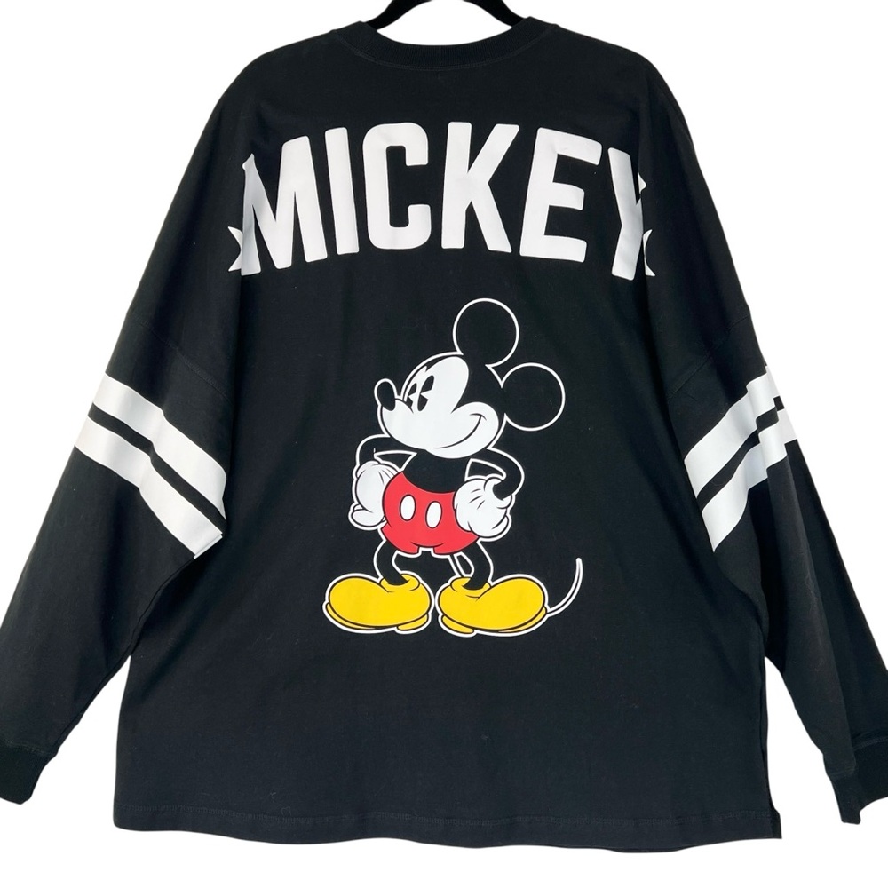 Disney Spirit Mickey Mouse Sweatshirt Sz XL Black Crewneck DIY Side Vents